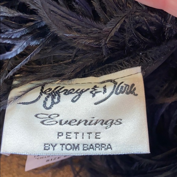 JEFFREY & DARA PETITE BLACK OSTRICH VELVET GOWN 6P - Picture 5 of 6